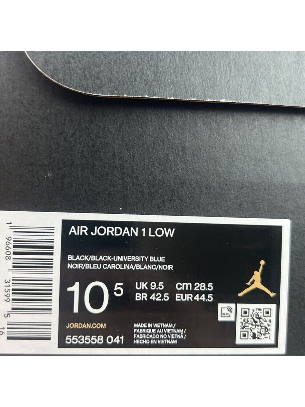 Air Jordan 1 Low University Blue Black Sneakers Mens Size 10.5 NEW - Picture 13 of 13